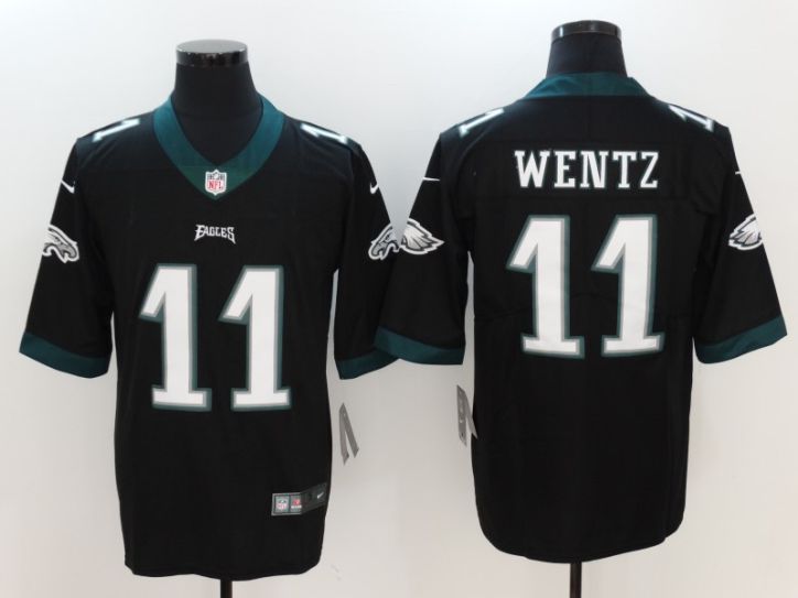 Men Philadelphia Eagles 11 Wentz Black Nike Vapor Untouchable Limited NFL Jersey